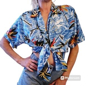 XL Vintage  Blue Hawaiian Shirt